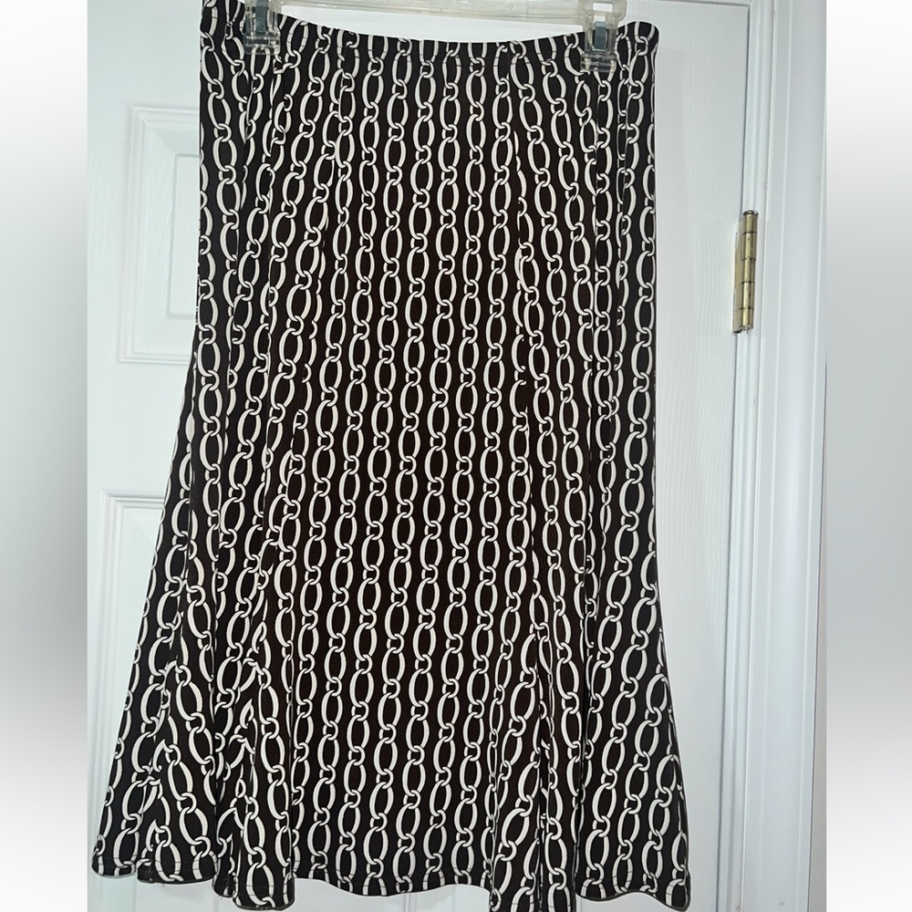 Brown and White Chain Print Skirt 12